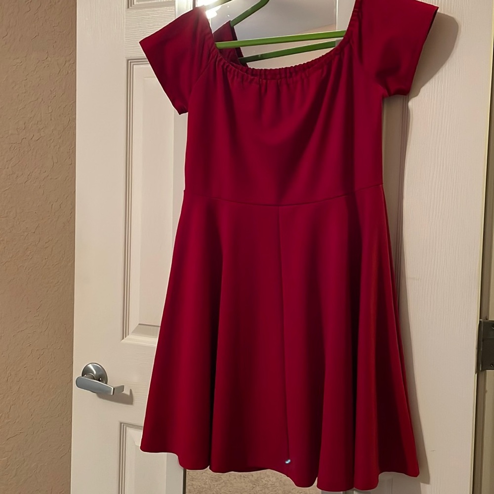 Red off the shoulder dress